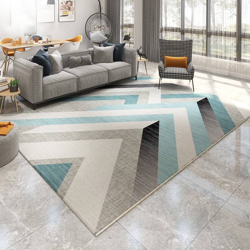 Casual Living Room Rug Multi Colored Geometric Area Rug Polypropylene Non-Slip Machine Washable Carpet