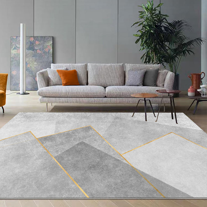 Multicolored Modern Rug Polyster Geometric Printed Area Carpet Non-Slip Backing Washable Indoor Rug for Bedroom