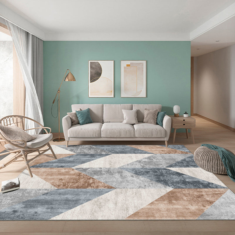 Multicolored Modern Rug Polyster Geometric Printed Area Carpet Non-Slip Backing Washable Indoor Rug for Bedroom