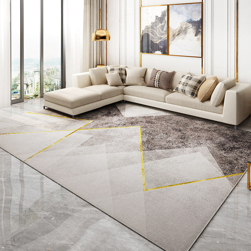 Multicolored Modern Rug Polyster Geometric Printed Area Carpet Non-Slip Backing Washable Indoor Rug for Bedroom