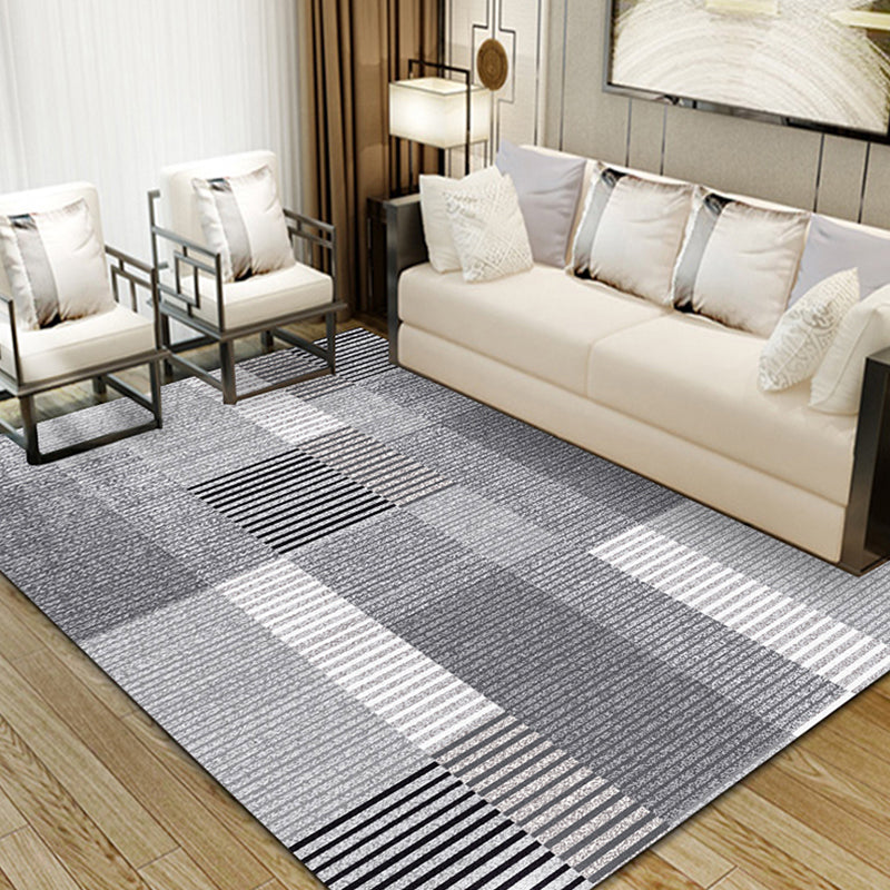 Simple Bedroom Rug Multi Color Geometric Print Area Rug Polyster Non-Slip Backing Pet Friendly Carpet