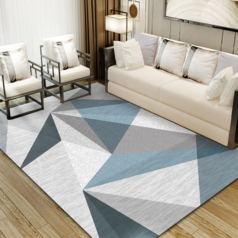 Simple Bedroom Rug Multi Color Geometric Print Area Rug Polyster Non-Slip Backing Pet Friendly Carpet