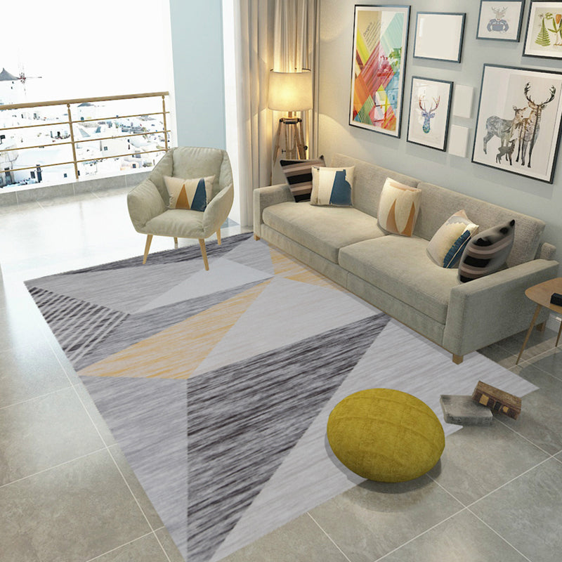 Simple Bedroom Rug Multi Color Geometric Print Area Rug Polyster Non-Slip Backing Pet Friendly Carpet