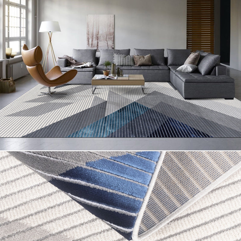 Formeller Deko-Teppich, bunt gestreift, bedruckter Innenteppich, Polyester, rutschfester, haustierfreundlicher Bereichsteppich