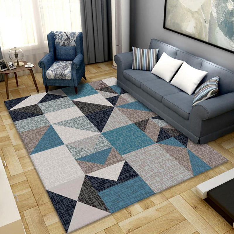 Modern Home Decoration Rug Multi Colored Geometric Print Area Carpet Polyster Anti-Slip Pet Friendly Rug