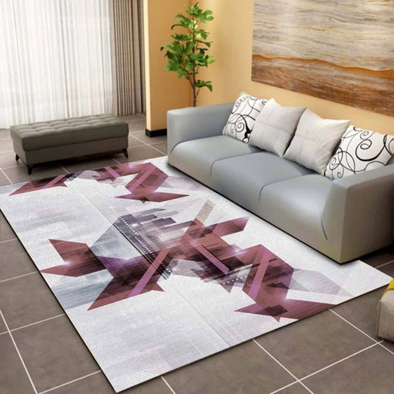 Modern Living Room Rug Multi Color Geometric Print Area Carpet Synthetics Non-Slip Backing Easy Care Rug