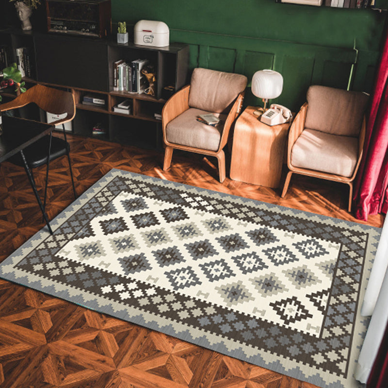 Vintage Geo Print Teppich mehrfarbiger persischer Indoor-Teppichsynthetik Anti-Rutsch-Backing Easy Care Teppich für Zimmer