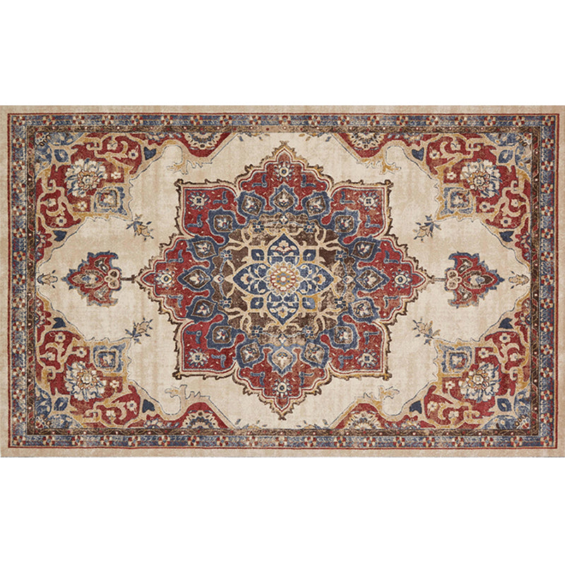 Retro geometrischer Muster Teppich mehrfarbiger Synthetikbereich Teppich Anti-Rutschtier-Friendly-Waschmaschine für Zimmer