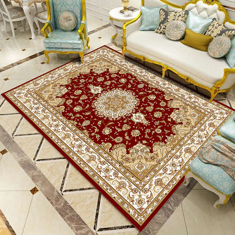 Alfombra de sala de estar antigua alfombra de estampado de flores multicolor