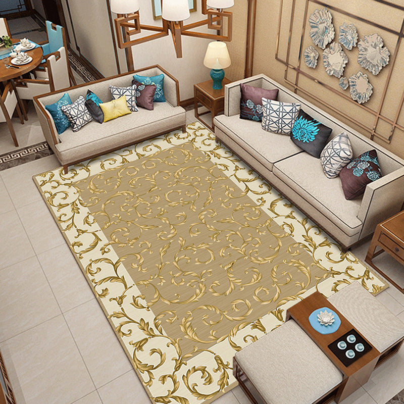 Nostalgie Blumendruck gedruckter Teppich Multi-farbiger Synthetik Innenteppich Anti-Rutsch-Backing Haustierfreundlicher Teppich