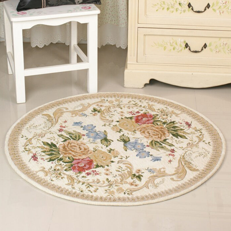 Fancy Mutli Color Olden Rug Synthetics Floral Printed Indoor Rug Anti-Slip Backing Stain-Resistant Carpet for Bedroom