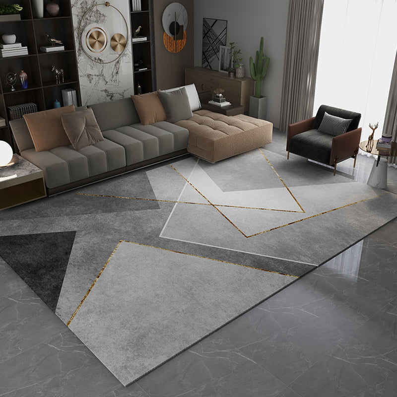 Simplicity Living Room Rug Multi Colored Geometric Print Carpet Polyster Non-Slip Machine Washable Indoor Rug