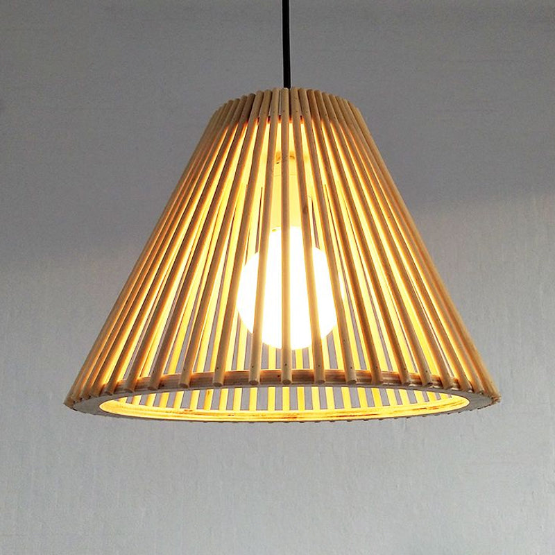 Simplicity Shaded Suspension Lighting Wood 1-Light Restaurant Pendant Light Fixture