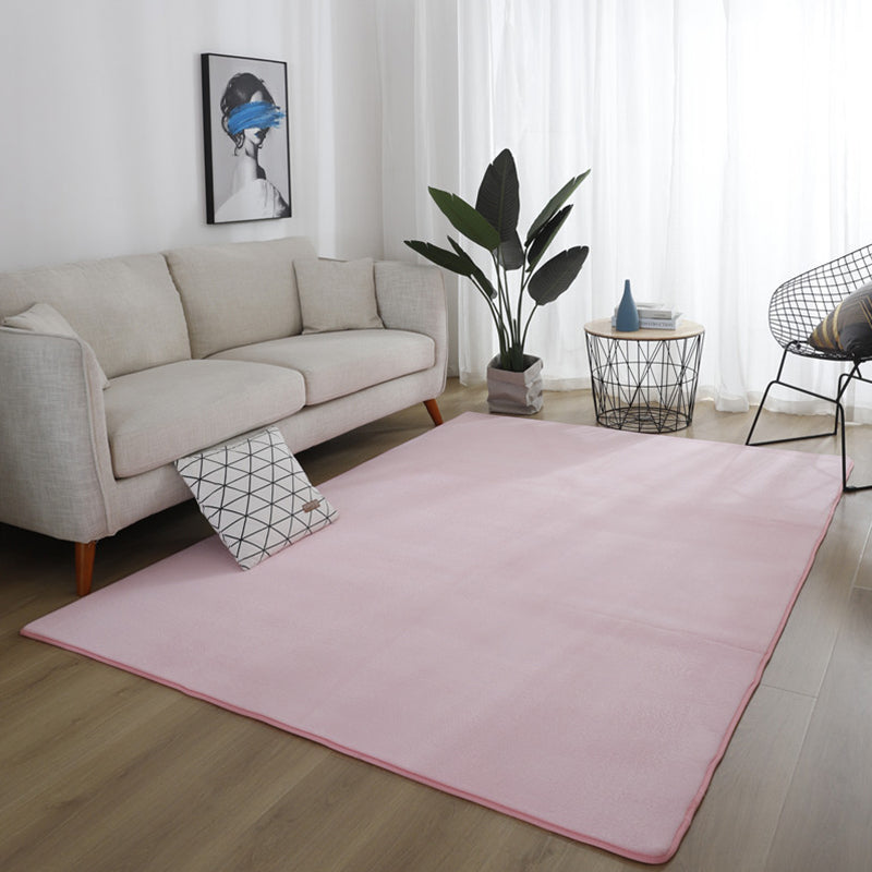Simple Living Room Rug Multi-Color Solid Color Carpet Cotton Anti-Slip Backing Easy Care Indoor Rug