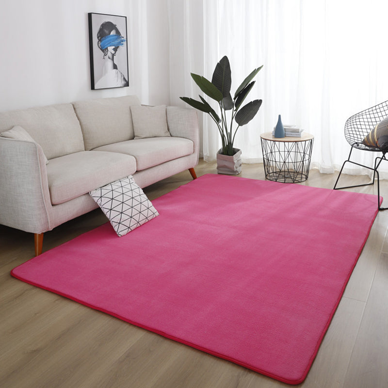 Simple Living Room Rug Multi-Color Solid Color Carpet Cotton Anti-Slip Backing Easy Care Indoor Rug