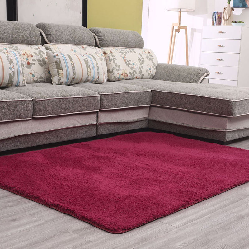 Simple Living Room Rug Multi-Color Solid Color Area Carpet Lamb Wool Non-Slip Easy Care Indoor Rug