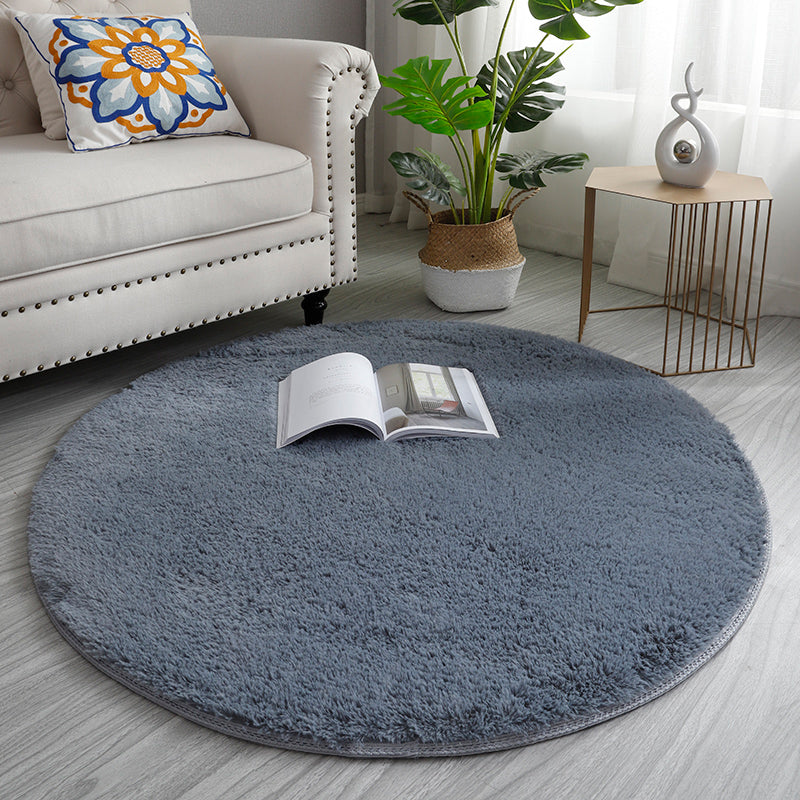 Simplicity Living Room Rug Multi Colored Solid Color Indoor Rug Cotton Blend Non-Slip Backing Easy Care Carpet