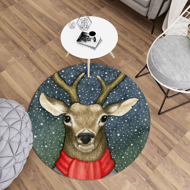 Modern Living Room Rug Multi Color Animal Printed Rug Polyster Non-Slip Backing Easy Care Carpet