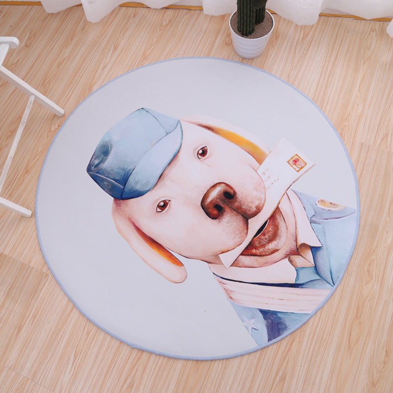 Cute Bedroom Rug Multi Color Anmial Printed Area Carpet PVC Easy Care Stain-Resistant Indoor Rug