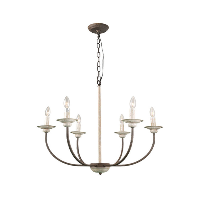 Retro 6 têtes lampe de lustre Rust Branch Plafond Plafant Light avec une teinte en métal pour le salon