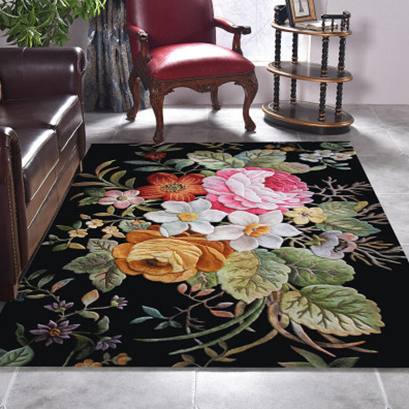 Modern Floral Printed Rug Multi Color Polypropylene Indoor Rug Non-Slip Backing Easy Care Area Carpet for Room
