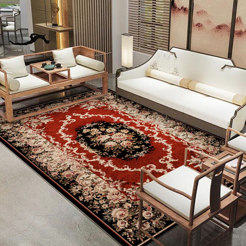 Modern Floral Printed Rug Multi Color Polypropylene Indoor Rug Non-Slip Backing Easy Care Area Carpet for Room