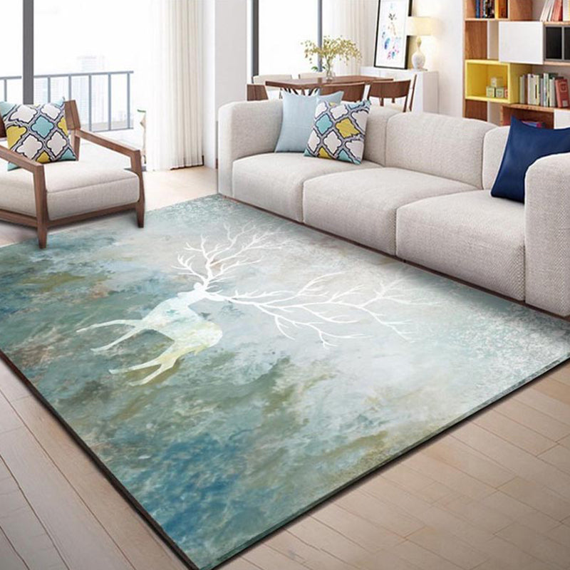 Formal Living Room Rug Multi Color Geometric Print Carpet Polyster Non-Slip Machine Washable Rug