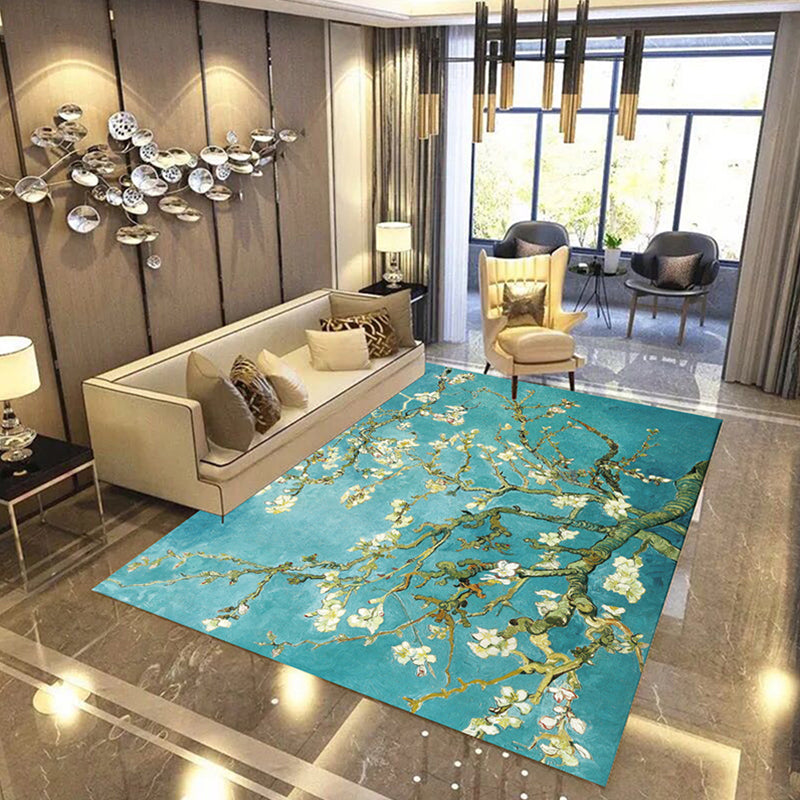 Formal Living Room Rug Multi Color Geometric Print Carpet Polyster Non-Slip Machine Washable Rug