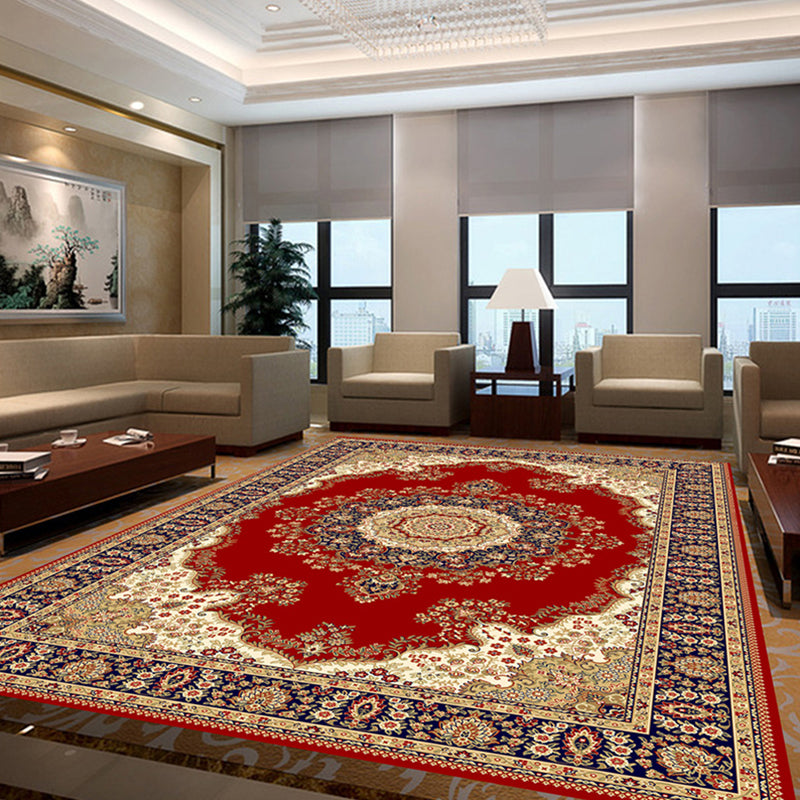 Scandinavian Living Room Rug Multi Color Flower Printed Indoor Rug Polyster Non-Slip Backing Washable Carpet