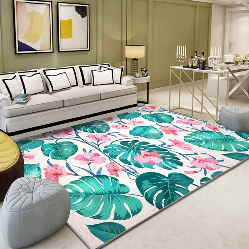 Moderner Heimdekorationsteppich, mehrfarbiger Pflanzendruck, Innenteppich, synthetischer, pflegeleichter, haustierfreundlicher Teppich