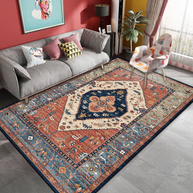 Relaxing Living Room Rug Multi Color Floral Print Indoor Rug Synthetics Non-Slip Backing Pet Friendly Area Carpet