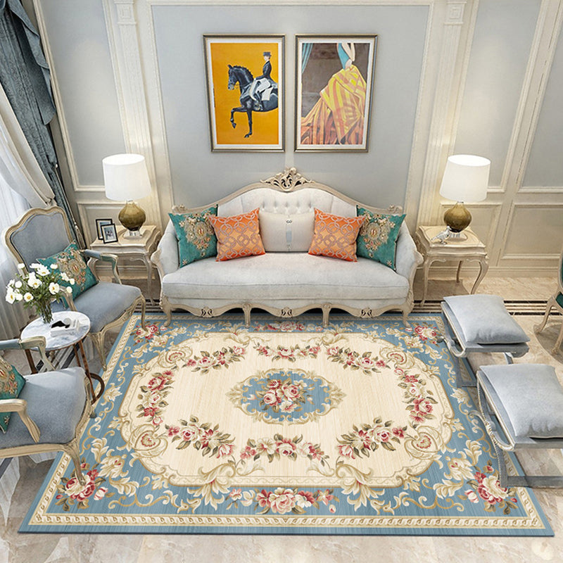 Relaxing Living Room Rug Multi Color Floral Print Indoor Rug Synthetics Non-Slip Backing Pet Friendly Area Carpet