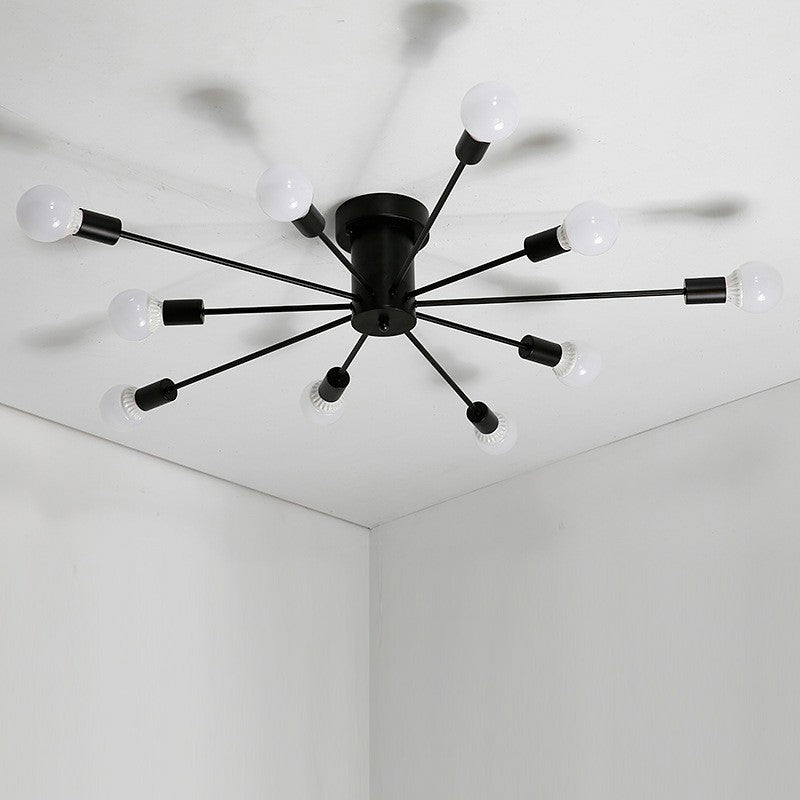 Lámpara de techo semi empotrada de metal negro estilo loft para sala de estar