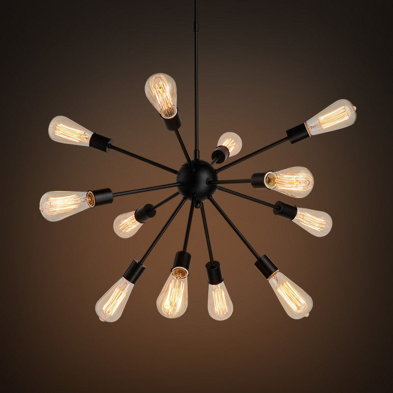 Sputnik Bar Hanging Light Industrial Metal Black Finish Chandelier Lighting Fixture