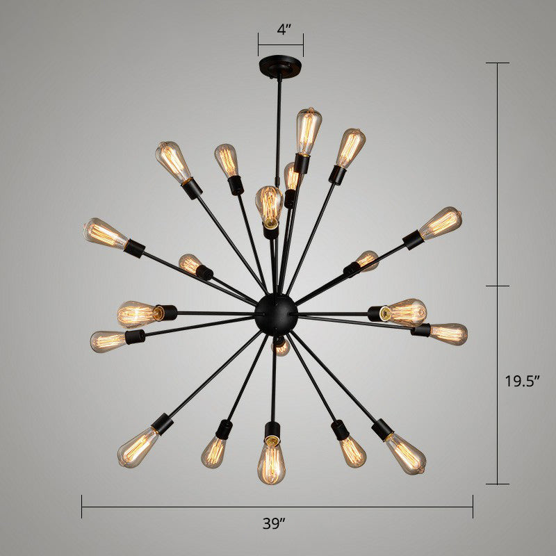 Sputnik Bar Hanging Light Industrial Metal Black Finish Chandelier Lighting Fixture