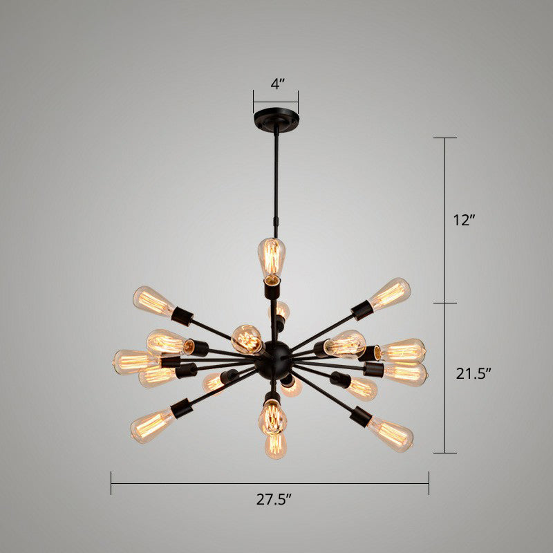Sputnik Bar Hanging Light Industrial Metal Black Finish Chandelier Lighting Fixture