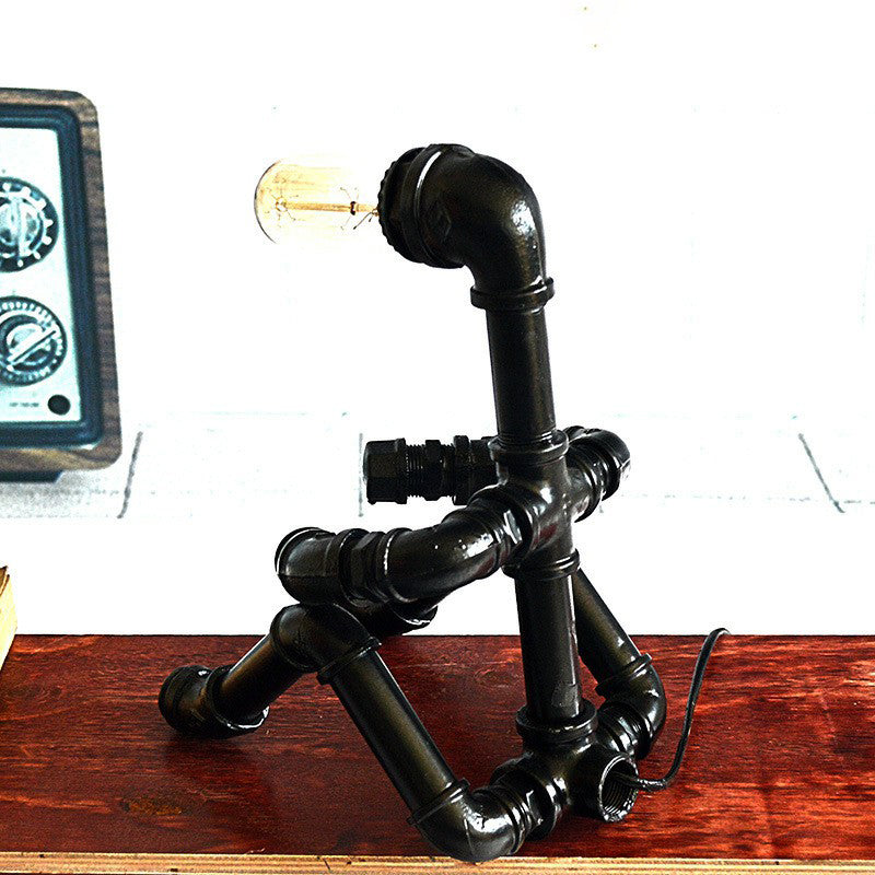 Zwart zittende robot Nachtlicht Steampunk Metal 1 lamp slaapkamer tafellamp voor decoratie