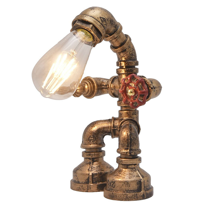Water Pipe Night Table Lamp Industrial Metal Nightstand Light for Dorm Room Decoration