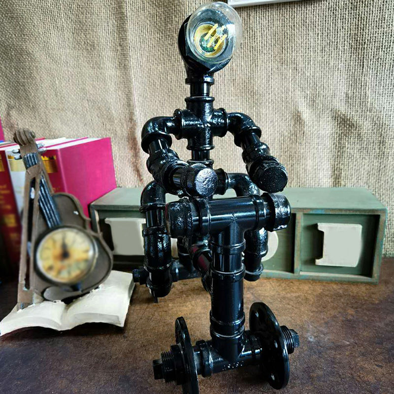 Water Pipe Night Table Lamp Industrial Metal Nightstand Light for Dorm Room Decoration