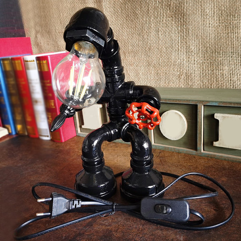 Water Pipe Night Table Lamp Industrial Metal Nightstand Light for Dorm Room Decoration