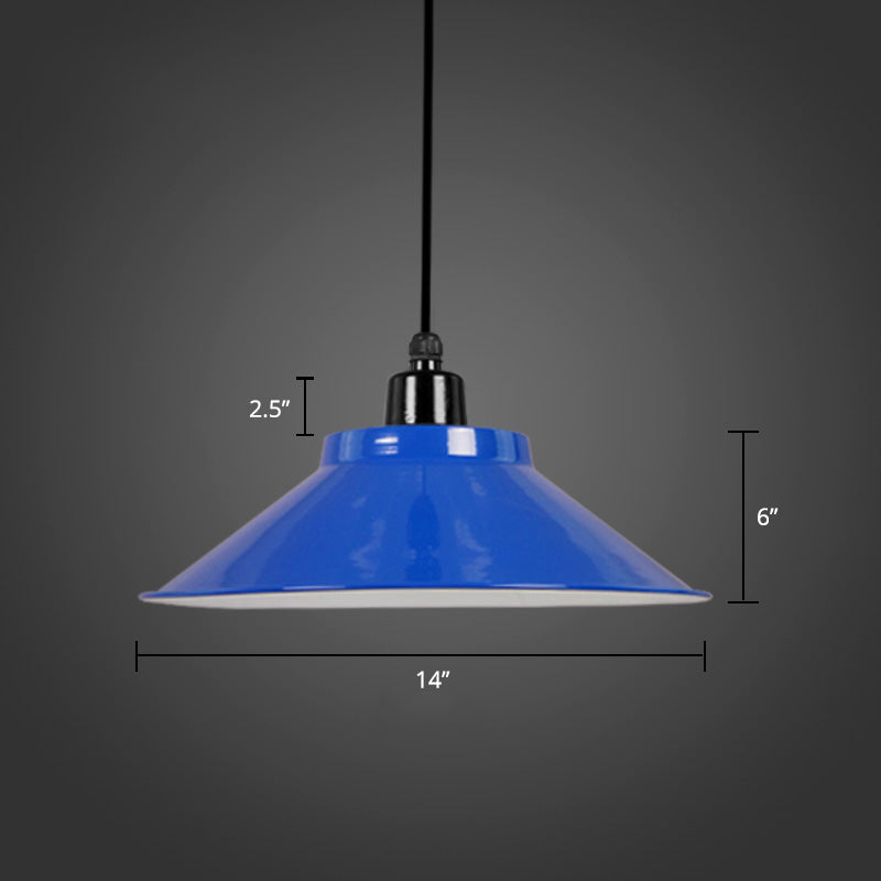 1-Licht-Deckenhängung Lampe Dachboden konischem Metallhängellicht mit gerollter Kante