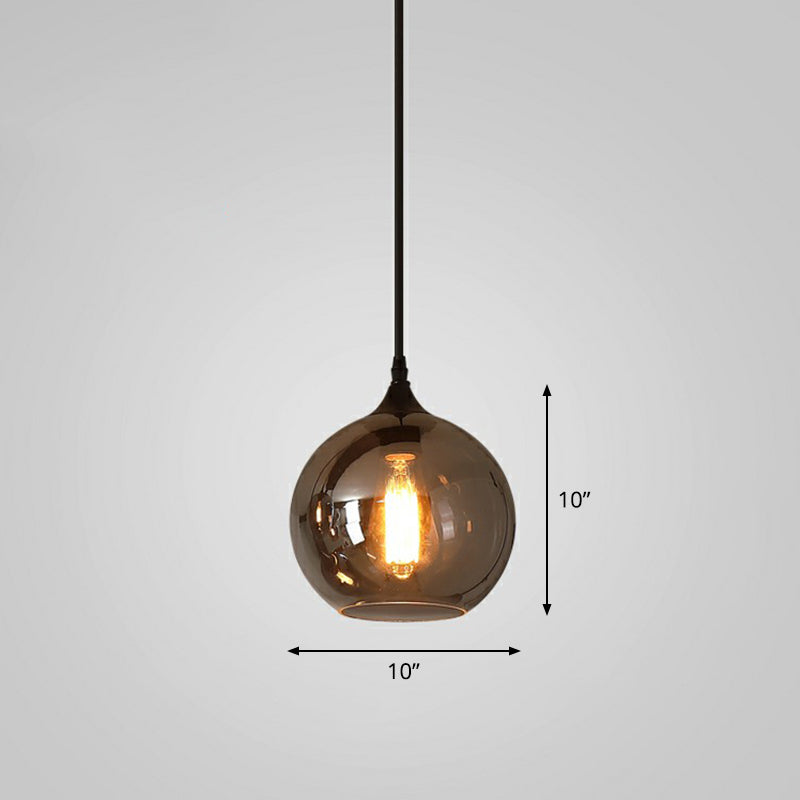 1 Bulb Hanging Light Simplicity Shaded Smoke Gray Glass Pendant Lighting Fixture