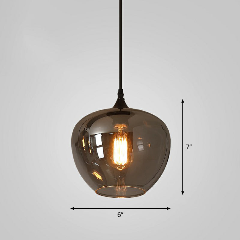 1 Bulb Hanging Light Simplicity Shaded Smoke Gray Glass Pendant Lighting Fixture