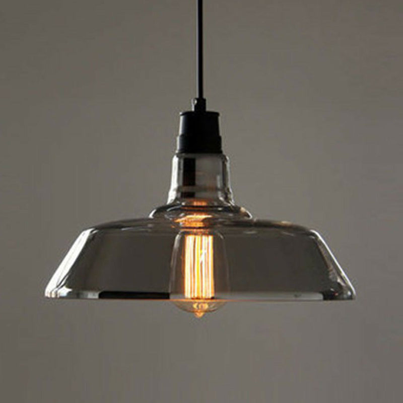 Pot Cover Glass Hanging Lamp Vintage Style Single-Bulb Restaurant Lighting Pendant