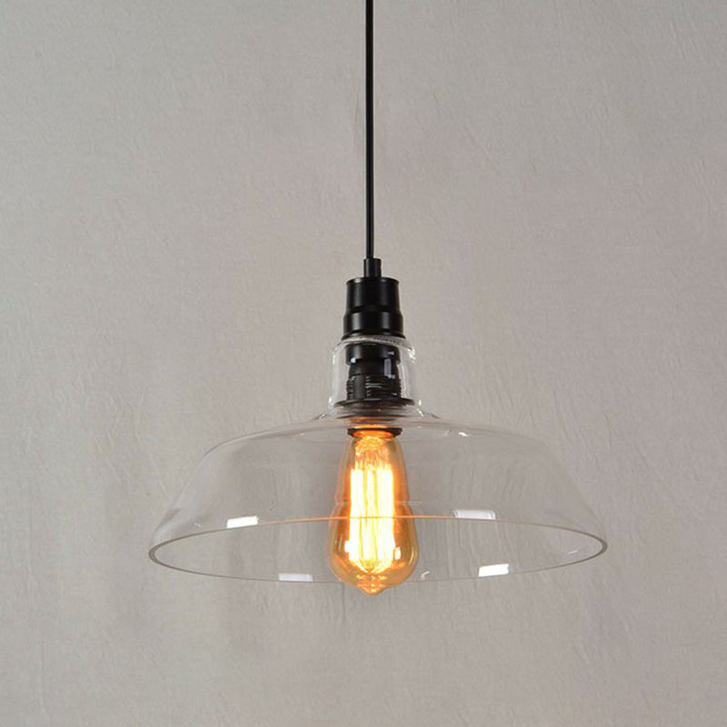 Pot Cover Glass Hanging Lamp Vintage Style Single-Bulb Restaurant Lighting Pendant