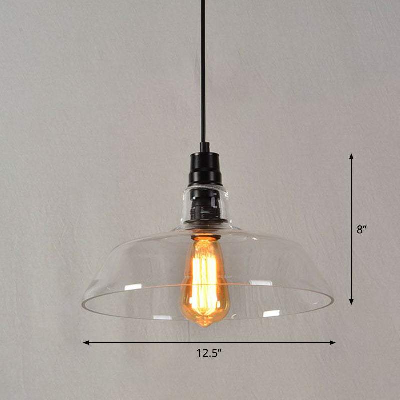 Pot Cover Glass Hanging Lamp Vintage Style Single-Bulb Restaurant Lighting Pendant