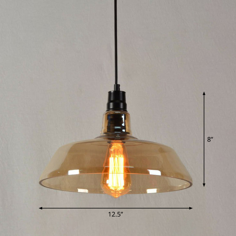 Pot Cover Glass Hanging Lamp Vintage Style Single-Bulb Restaurant Lighting Pendant