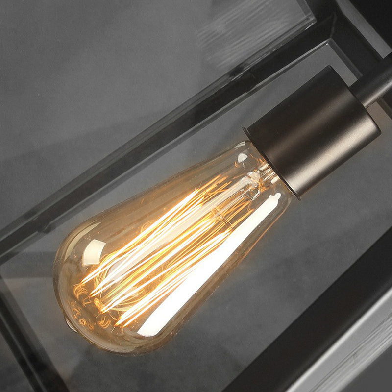 1-Light Pendant Light Antique Trapezoid Clear Glass Hanging Light for Restaurant