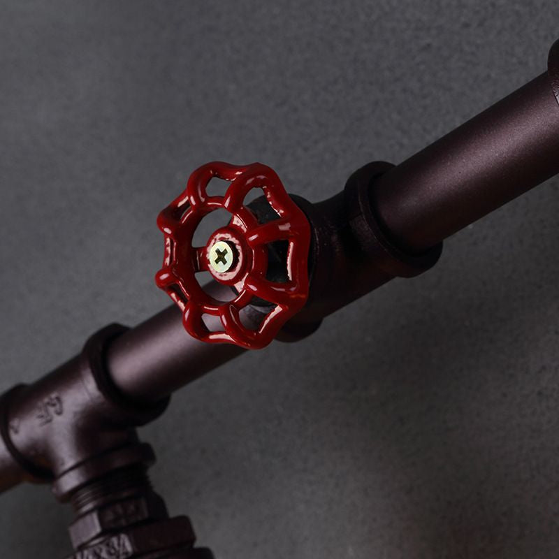 Rust Water Pipe Wall Light Steampunk Iron Restaurant Wall Mounted Lamp with Linear Design