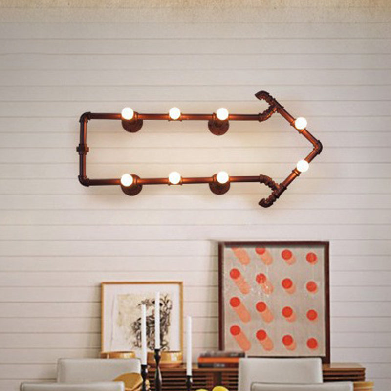 Rost 8-Bulb-Wandlampe Industrial Metall Pfeil geformtes Leuchtenleuchte für Schlafzimmer